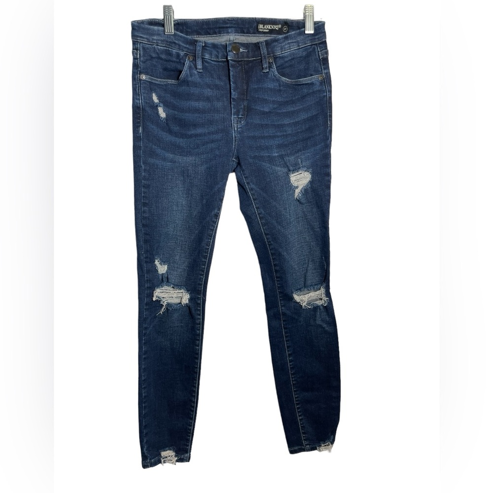 Blank NYC jeans size 27 cropped skinny dark wash distressed blue jeans 💙💙